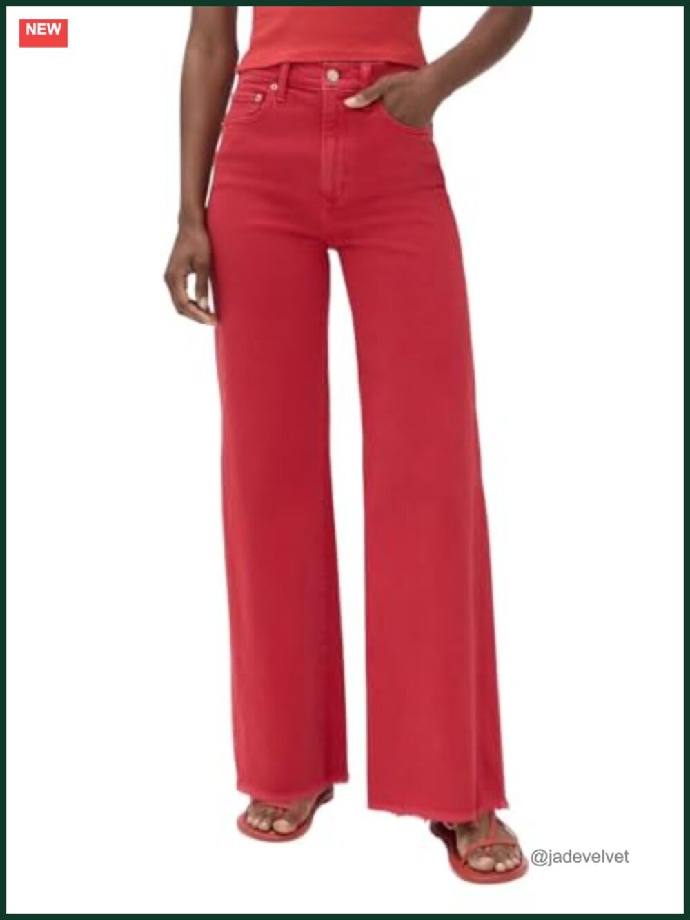 High Waisted Wide Leg Stretch Raw Hem Denim Jeans